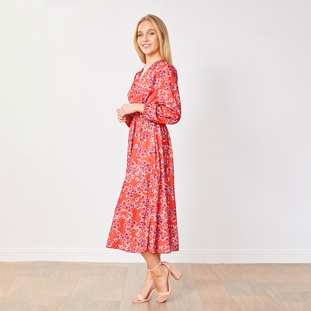 Gina Dress in red floral print – women's dress – view 8