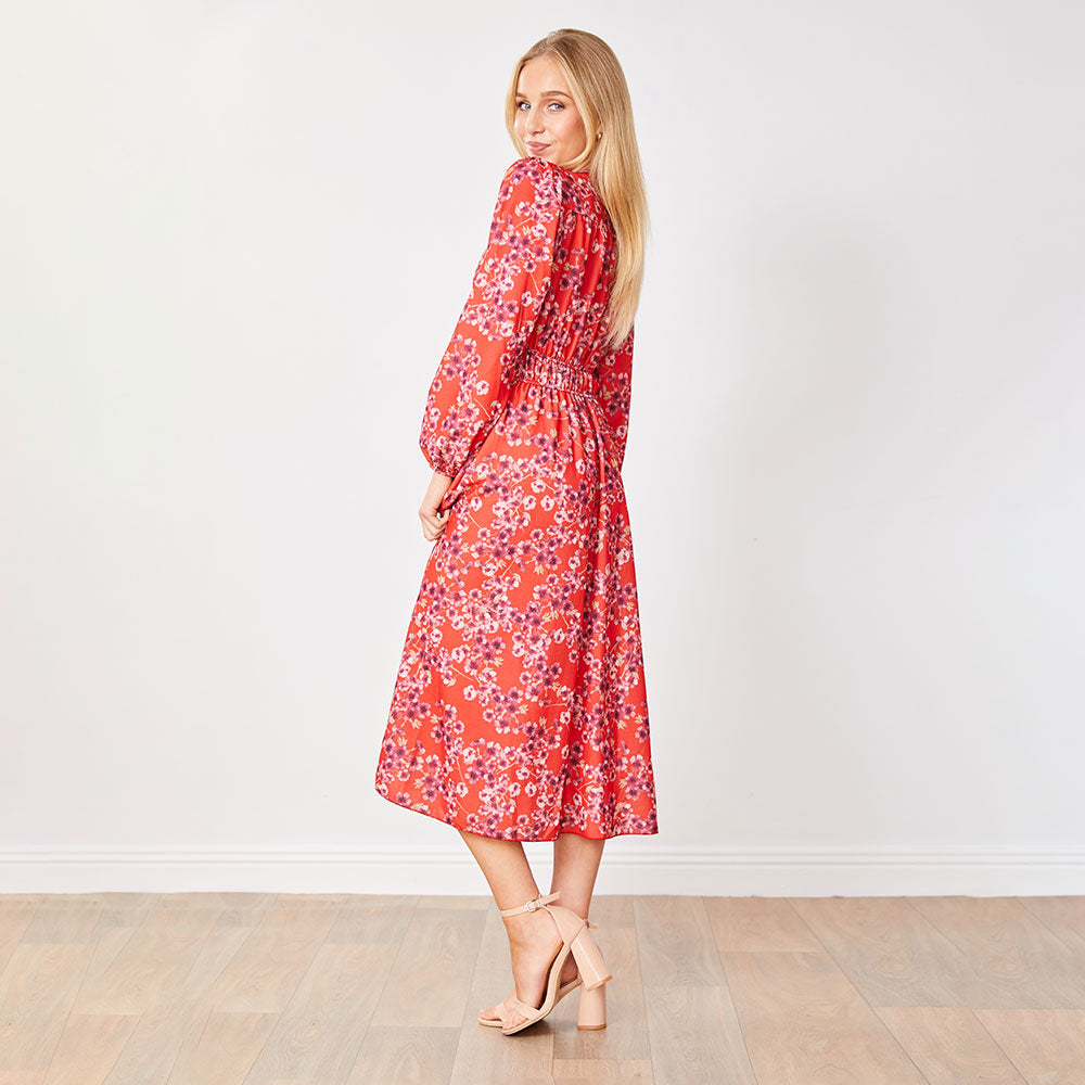 Gina Dress in red floral print – women's dress – view 10