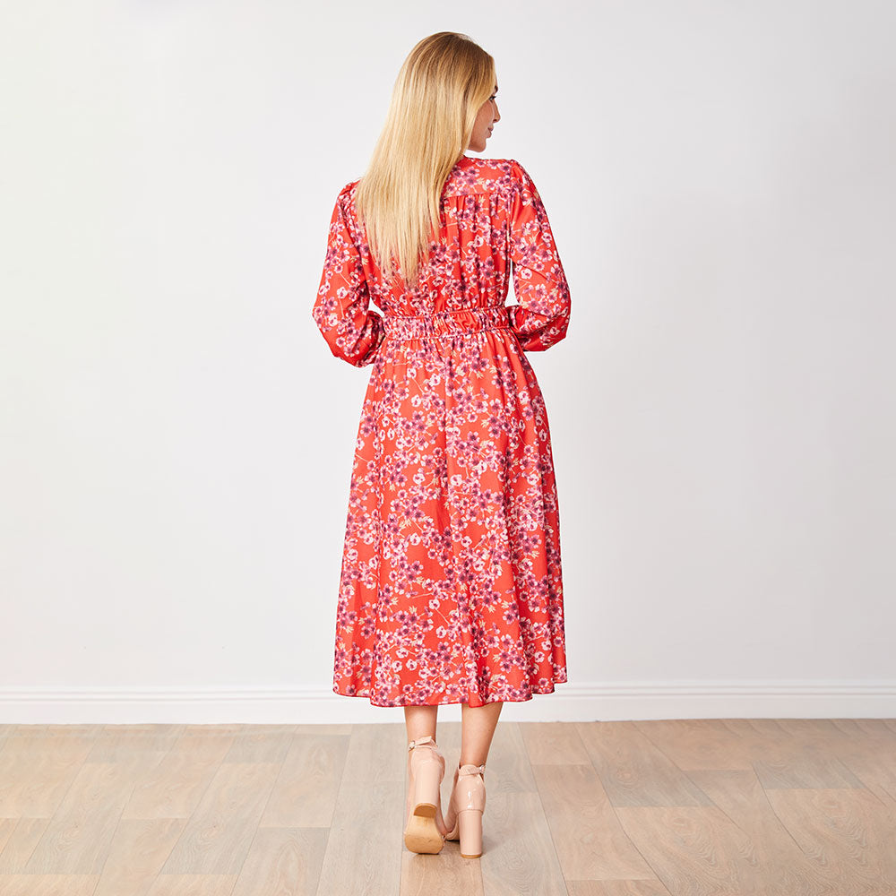 Gina Dress in red floral print – women's dress – view 11