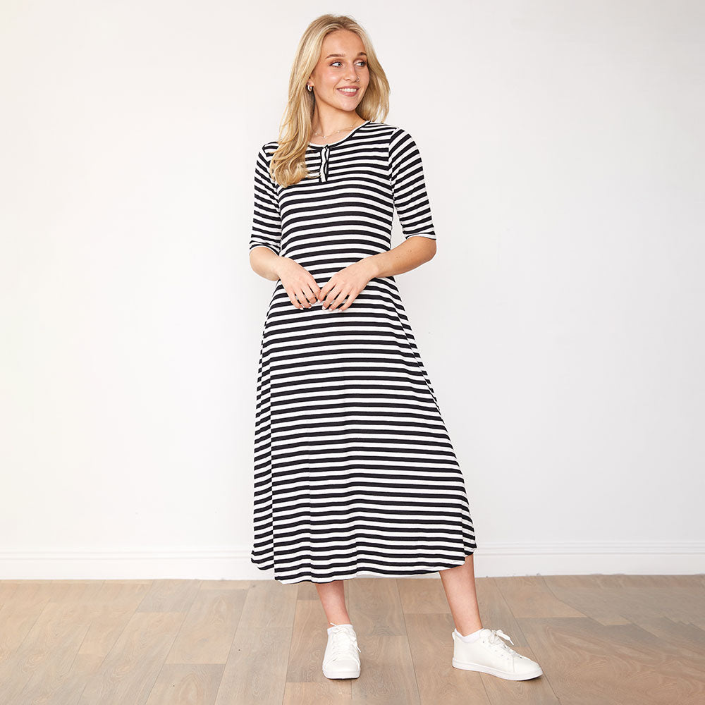 Cora Dress (Black Stripes)