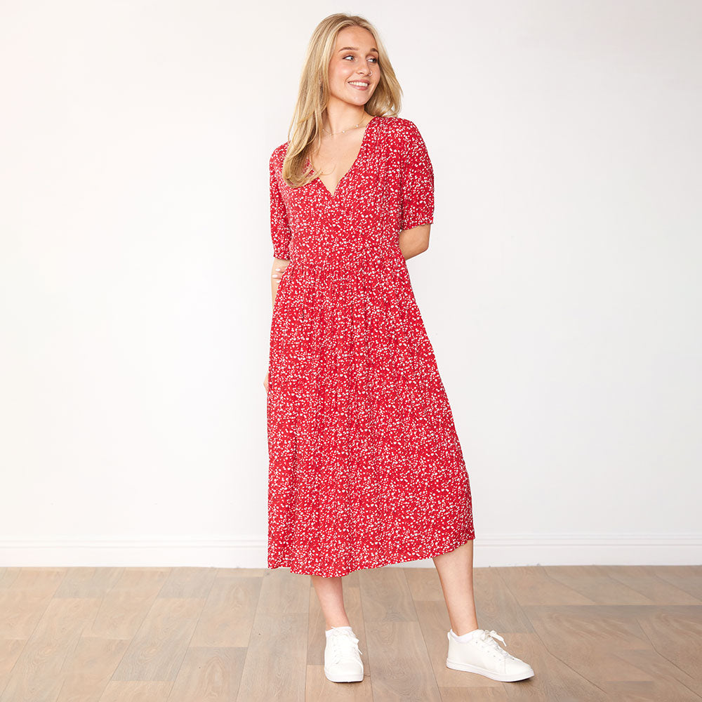 Mia Dress (Red Floral)