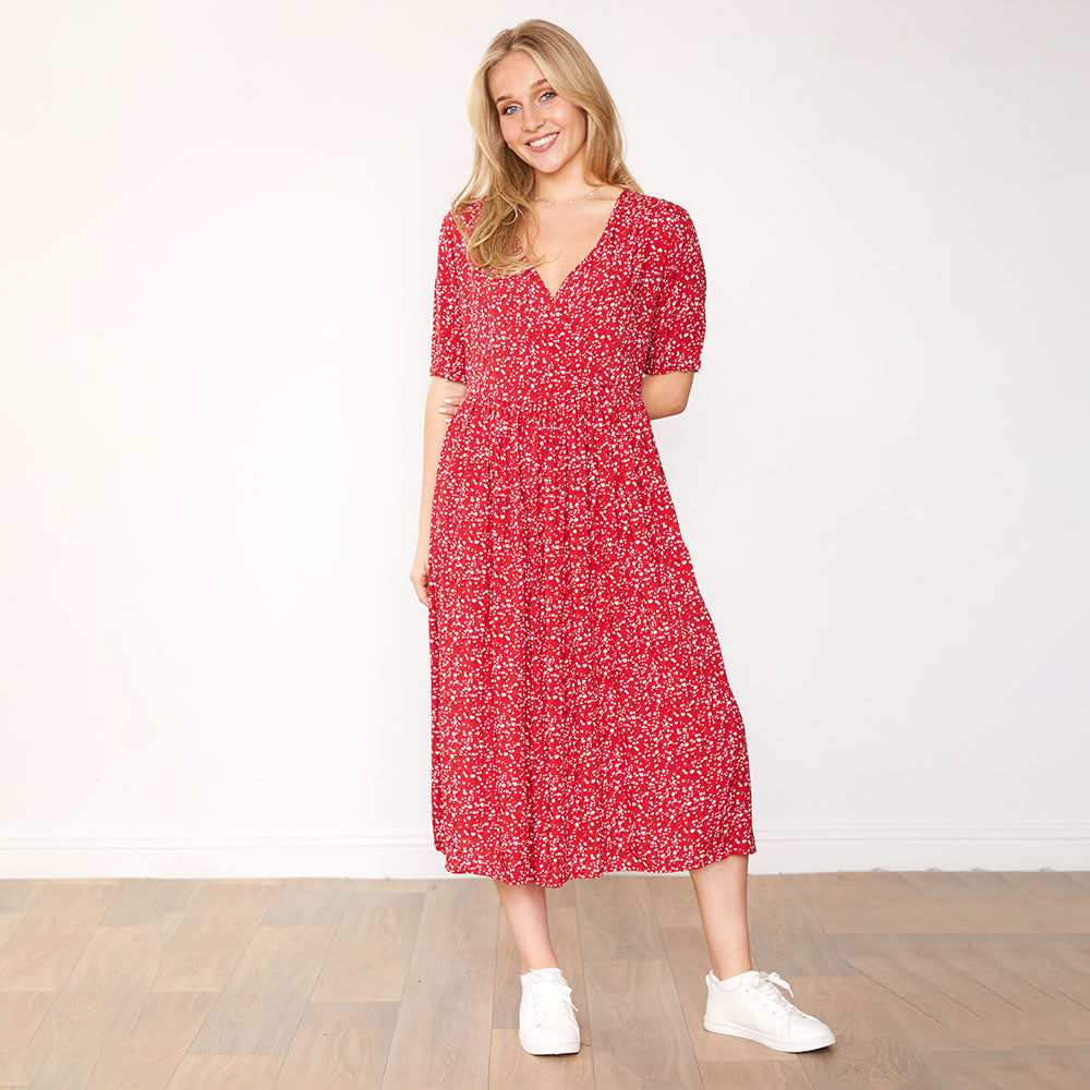Mia Dress (Red Floral)