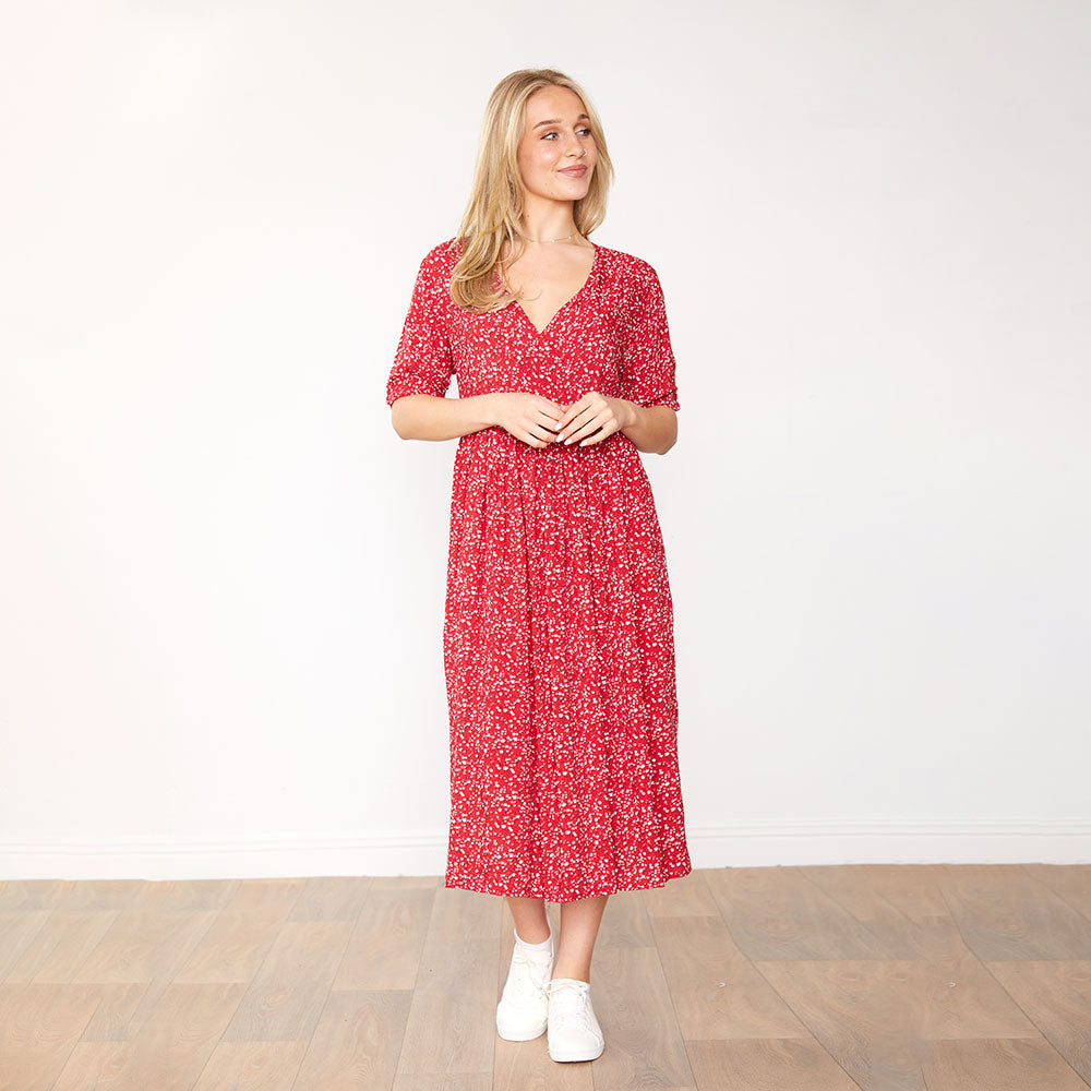 Mia Dress (Red Floral)