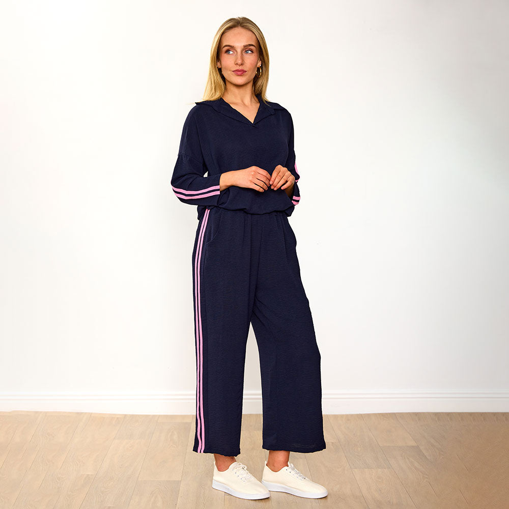 Clara Co-Ord in navy and pink stripe – women's co-ord set – view 8