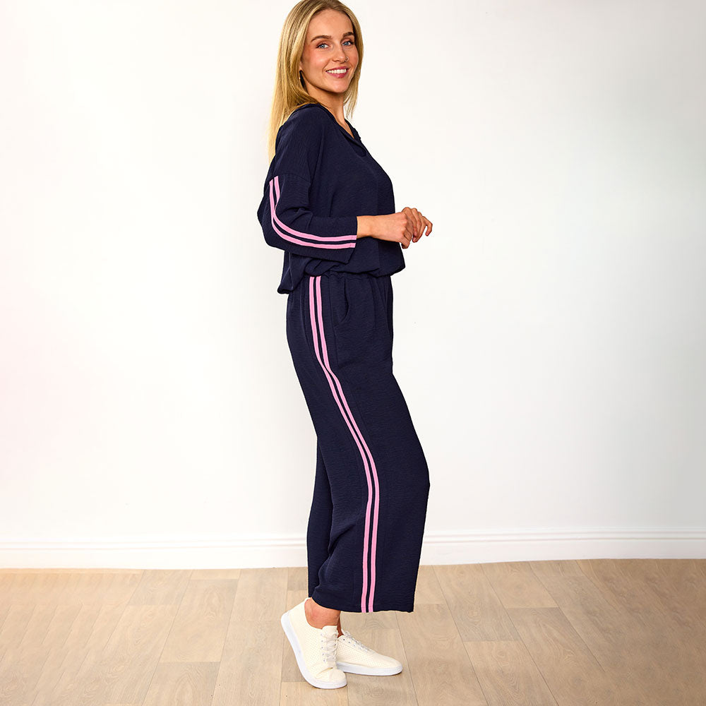 Clara Co-Ord in navy and pink stripe – women's co-ord set – view 3