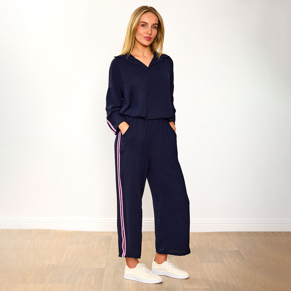 Clara Co-Ord in navy and pink stripe – women's co-ord set – view 9