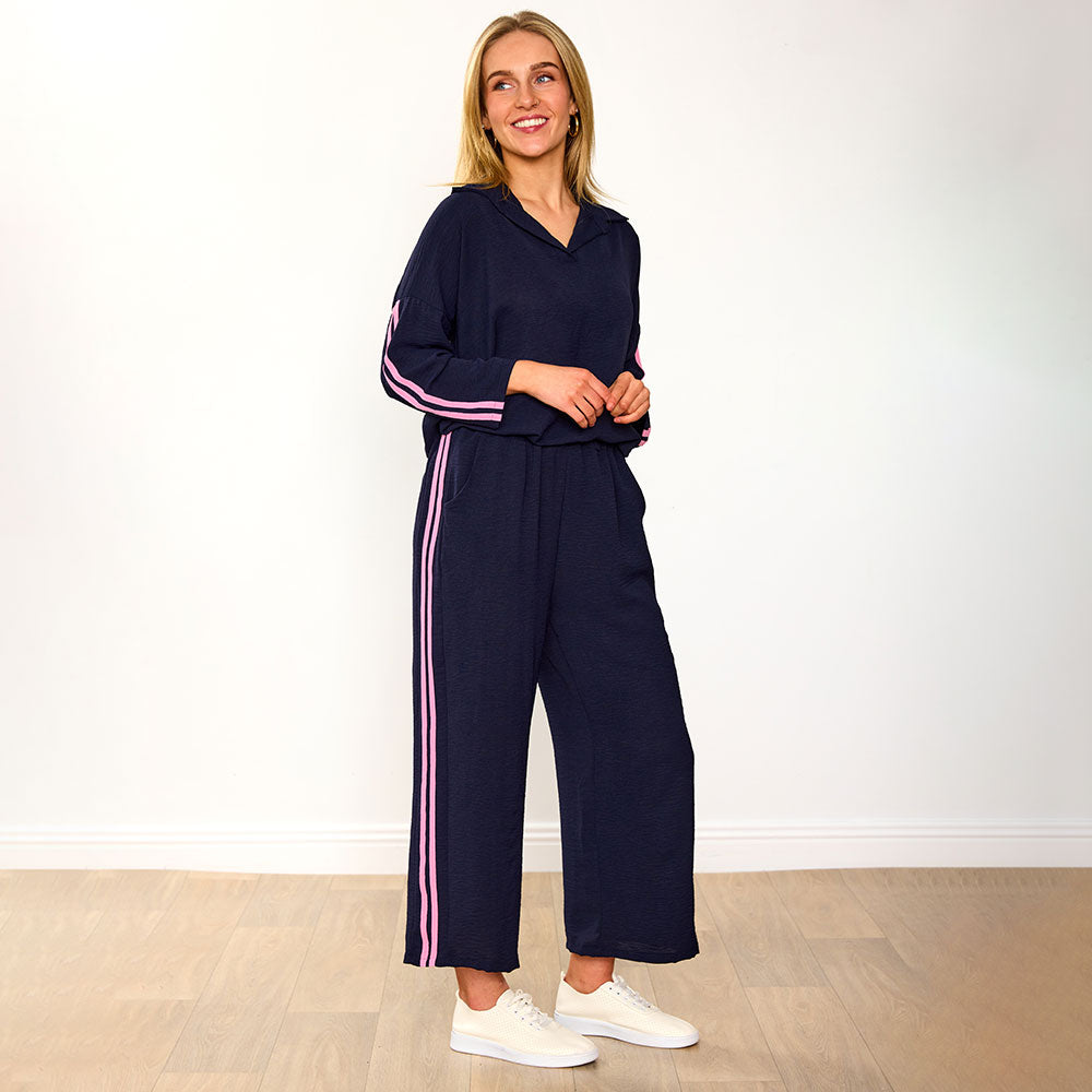 Clara Co-Ord in navy and pink stripe – women's co-ord set – view 13