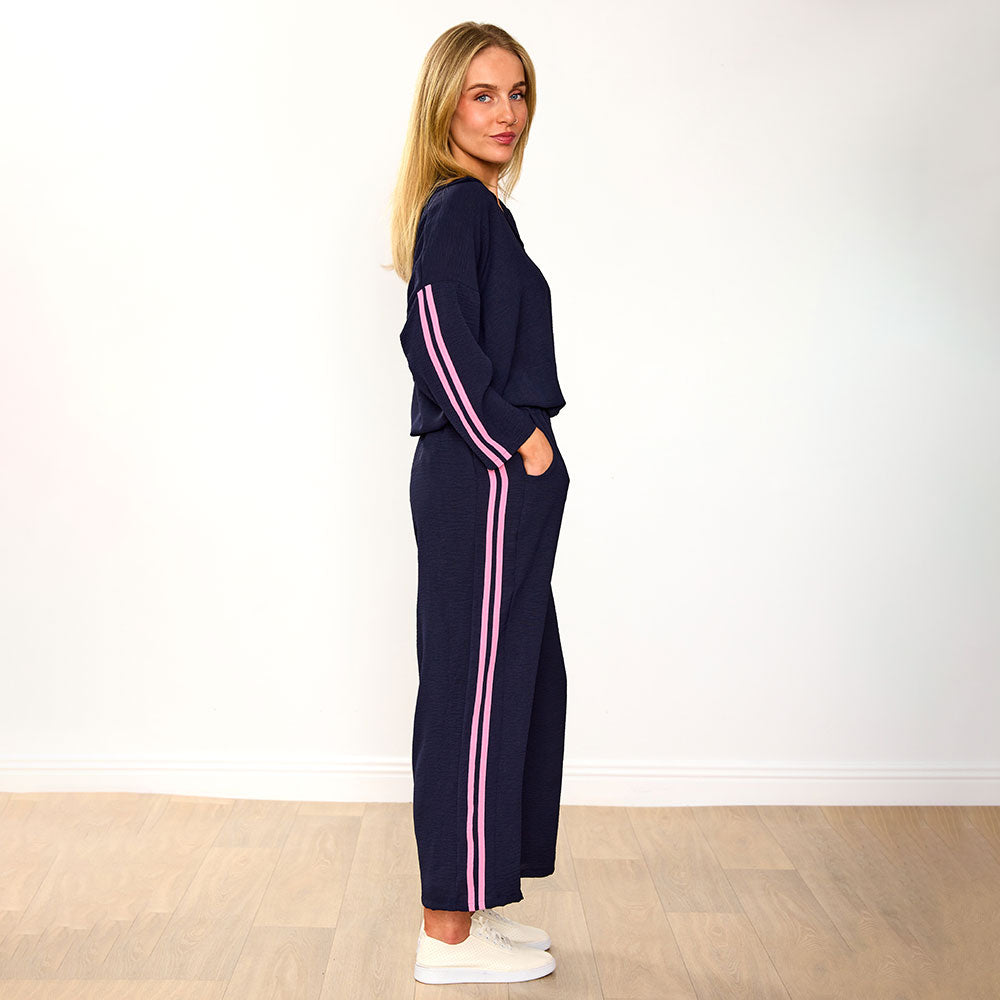 Clara Co-Ord in navy and pink stripe – women's co-ord set – view 12