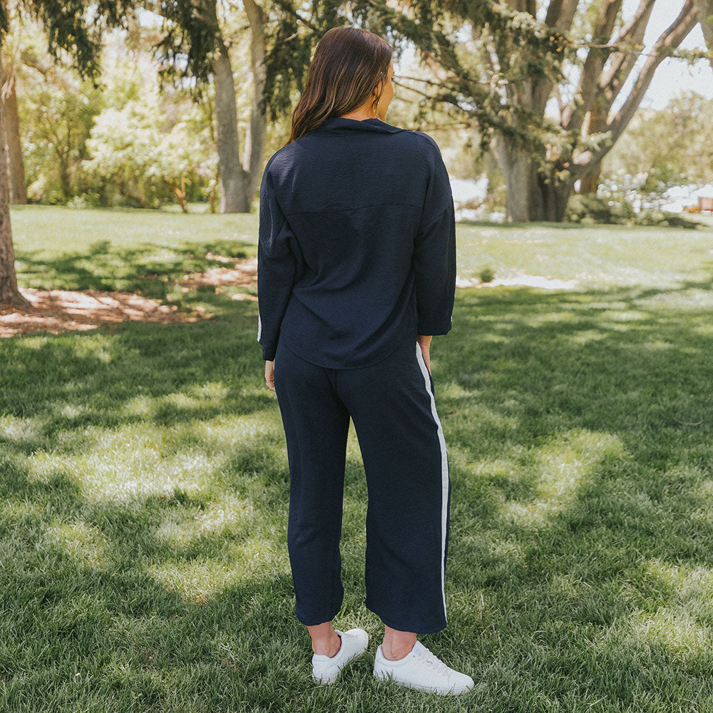 Clara Co-Ord (Navy & Cream)