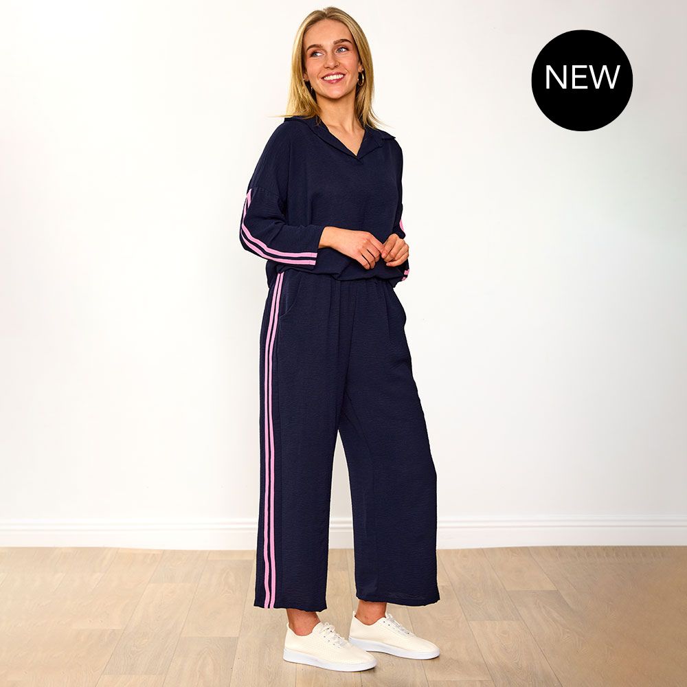 Clara Co-Ord in navy and pink stripe – women's co-ord set