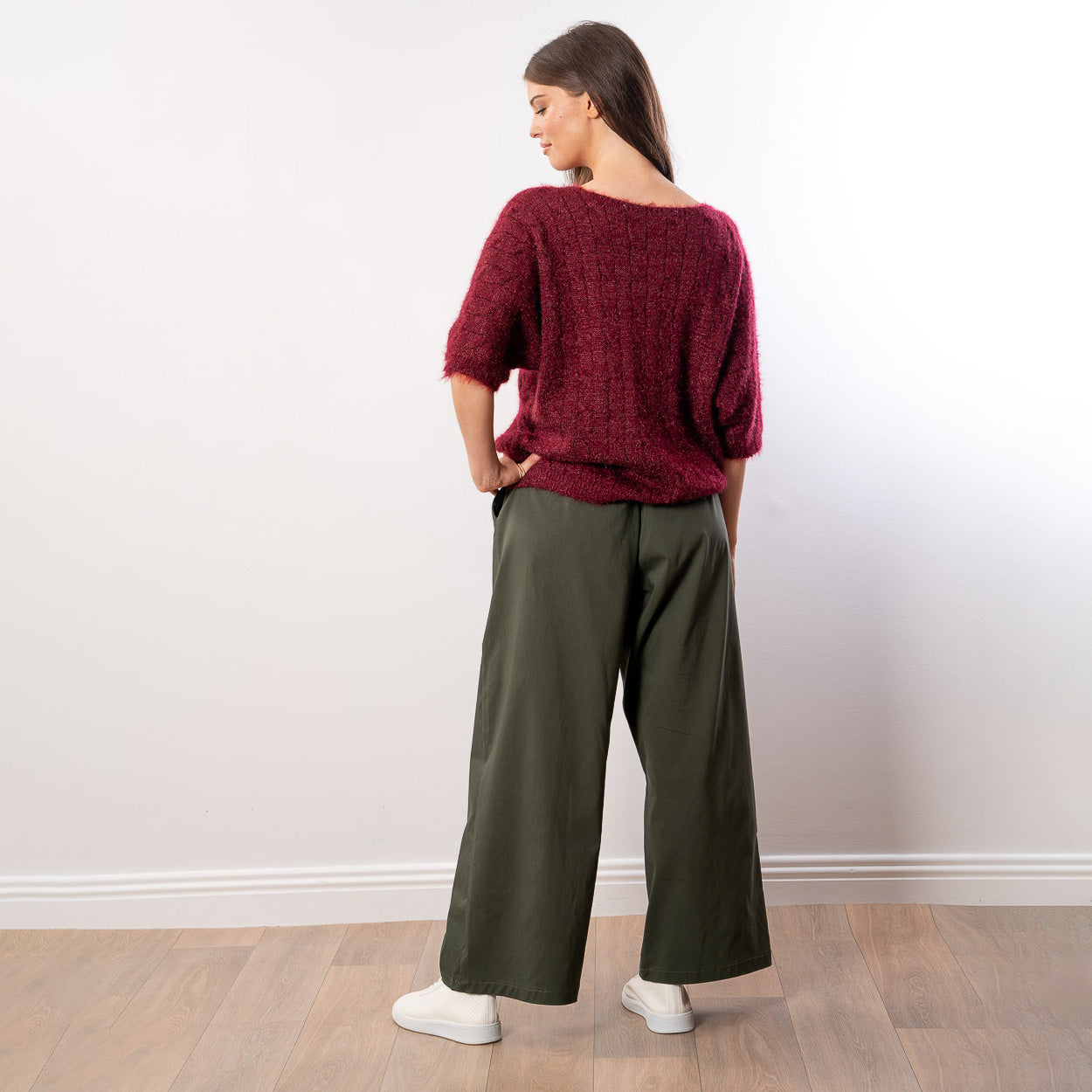Anna V Neck Top (Wine)
