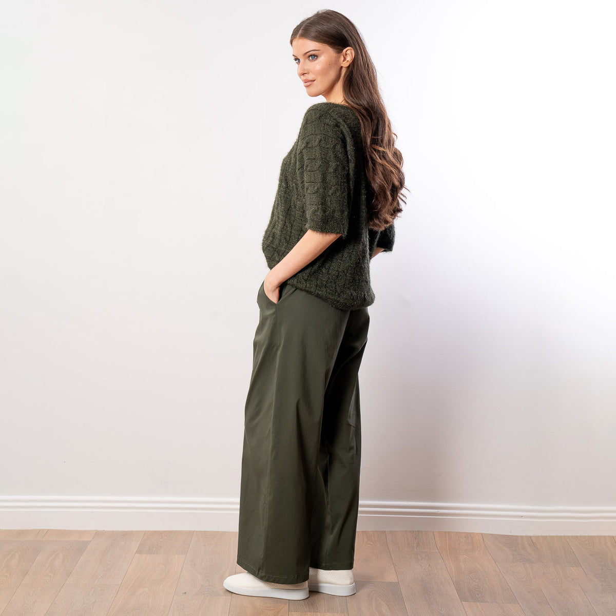 Anna V Neck Top (Khaki)