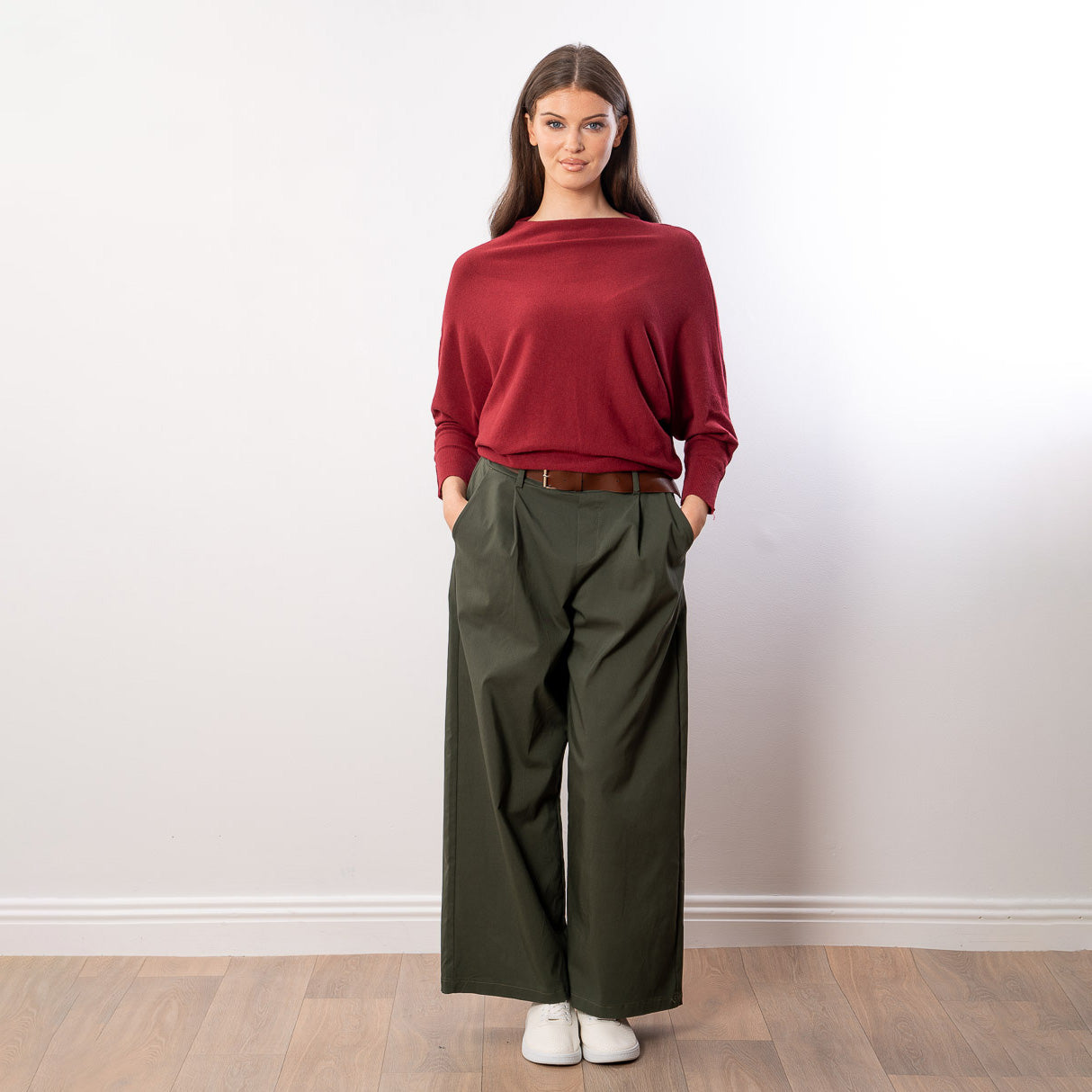 Mariah Batwing Fine Knit Top (Wine)