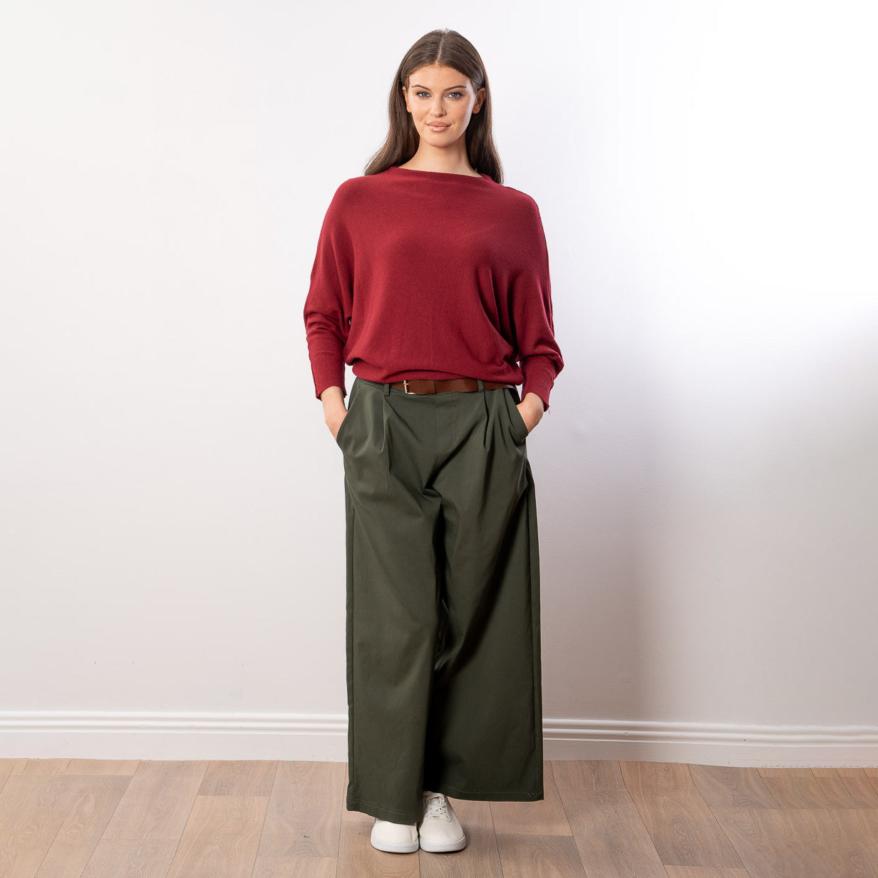 Mariah Batwing Fine Knit Top (Wine)