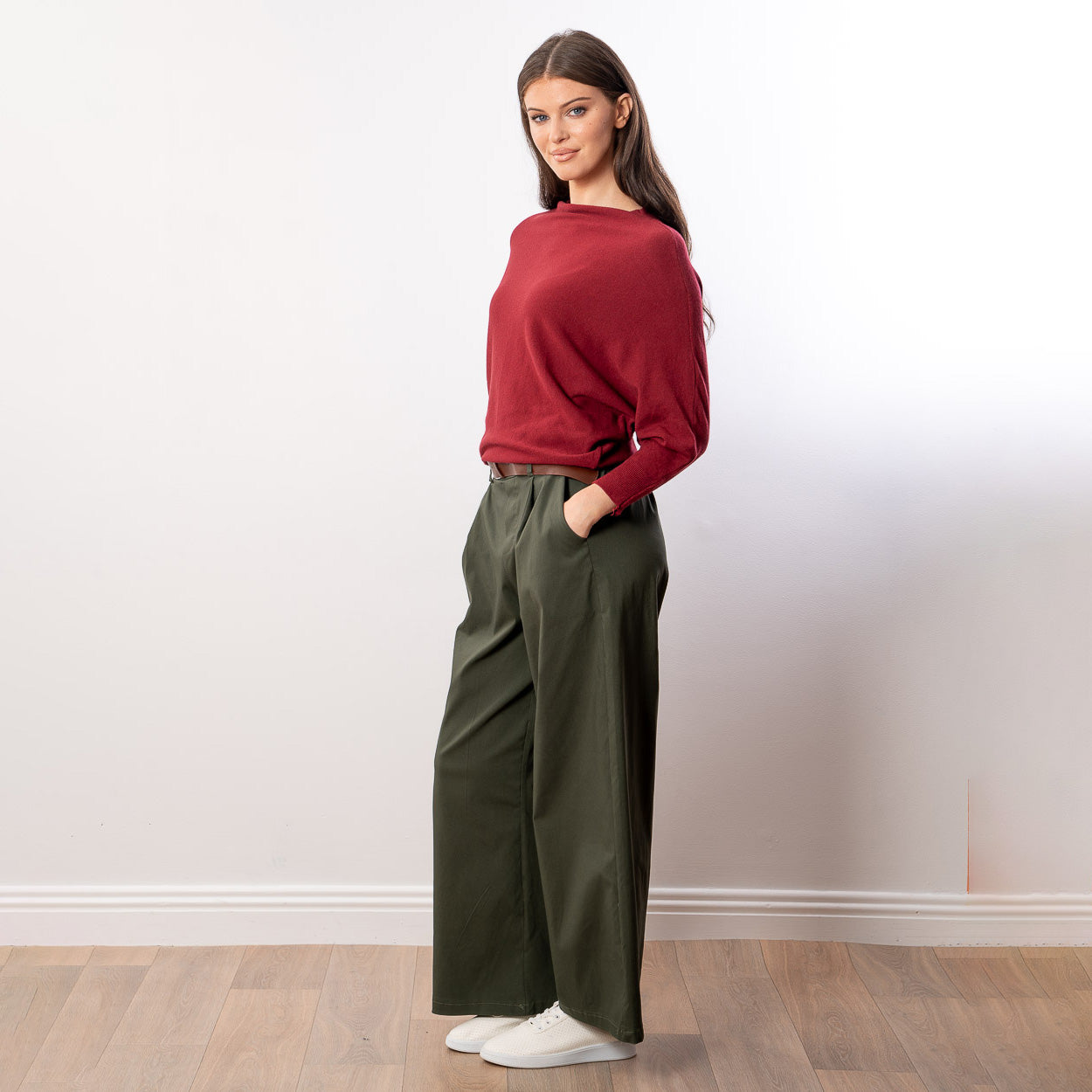 Mariah Batwing Fine Knit Top (Wine)