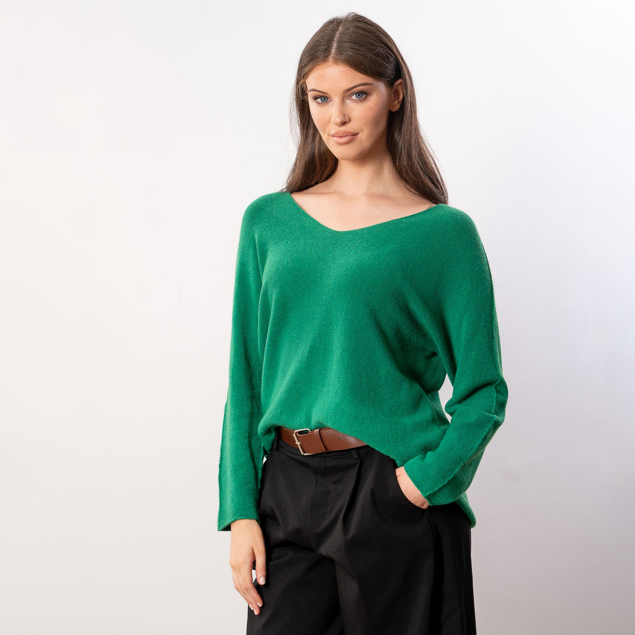 Kylie V Neck Jumper (Green)