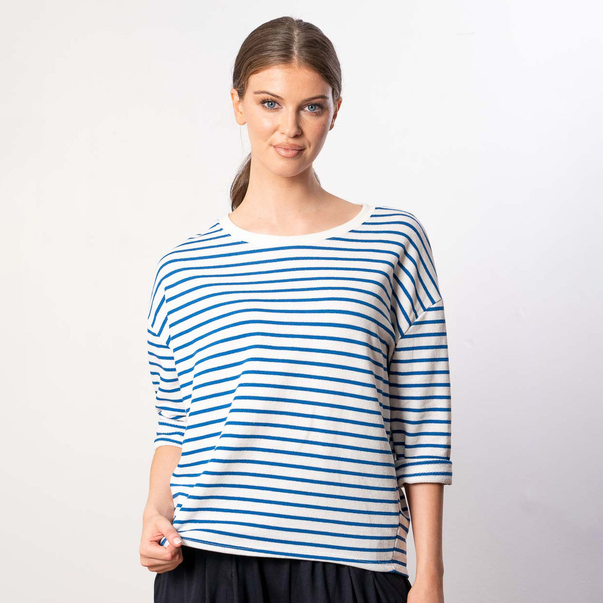Noelle Stripe Top (Blue/White)