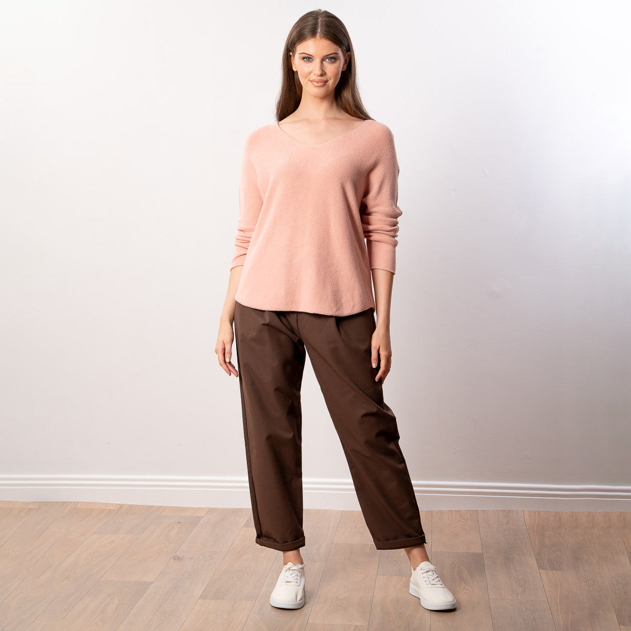 Kylie V Neck Jumper (Peach)