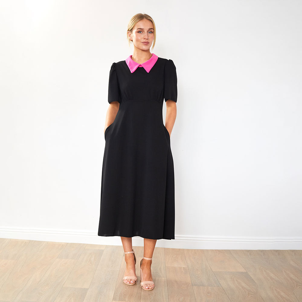 Dawson Dress (Black/PinkCollar)