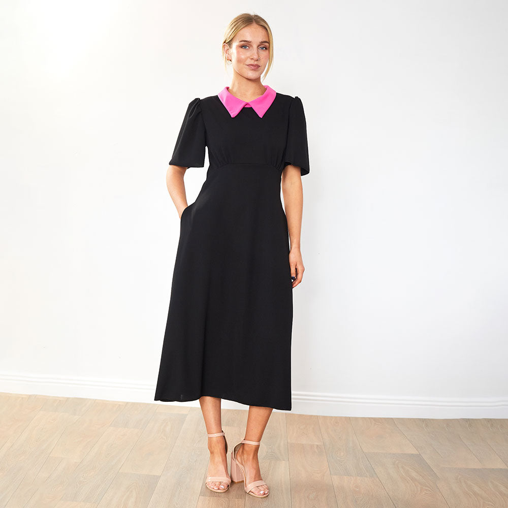 Dawson Dress (Black/PinkCollar)