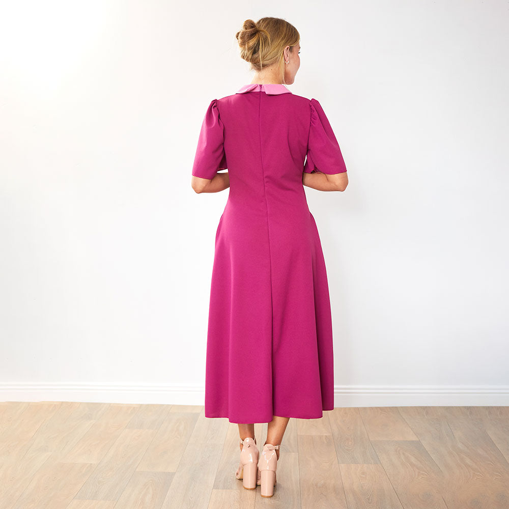Dawson Dress (Ruby/Pink Collar)
