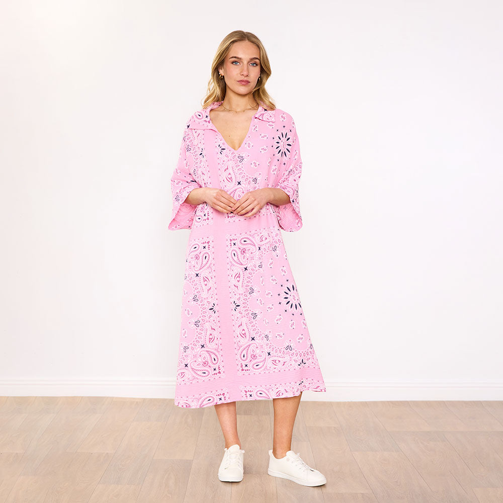 Diana Dress in pink bandana print – women's dress – view 5