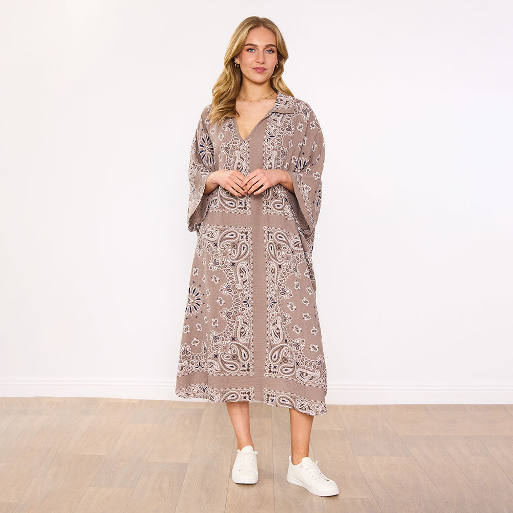 Diana Dress in taupe bandana print – women's dress – view 5