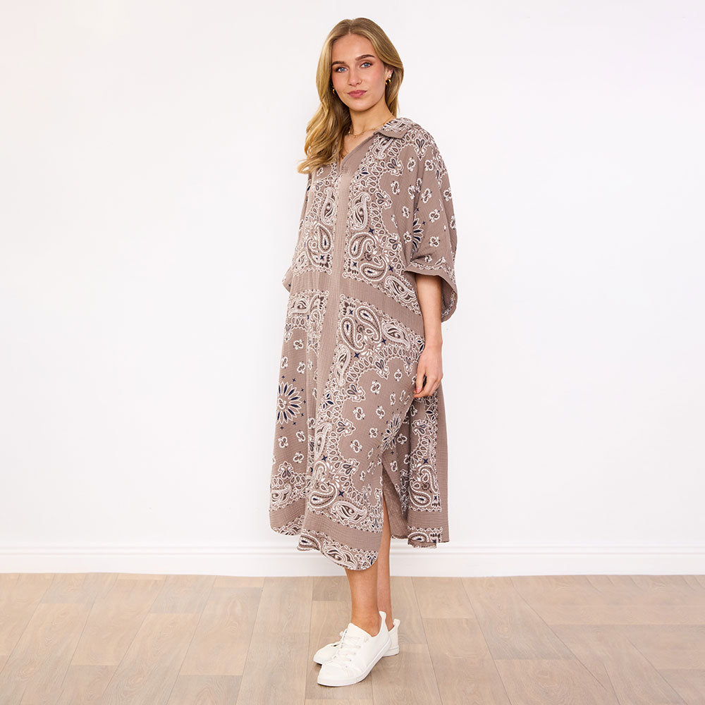Diana Dress in taupe bandana print – women's dress – view 10