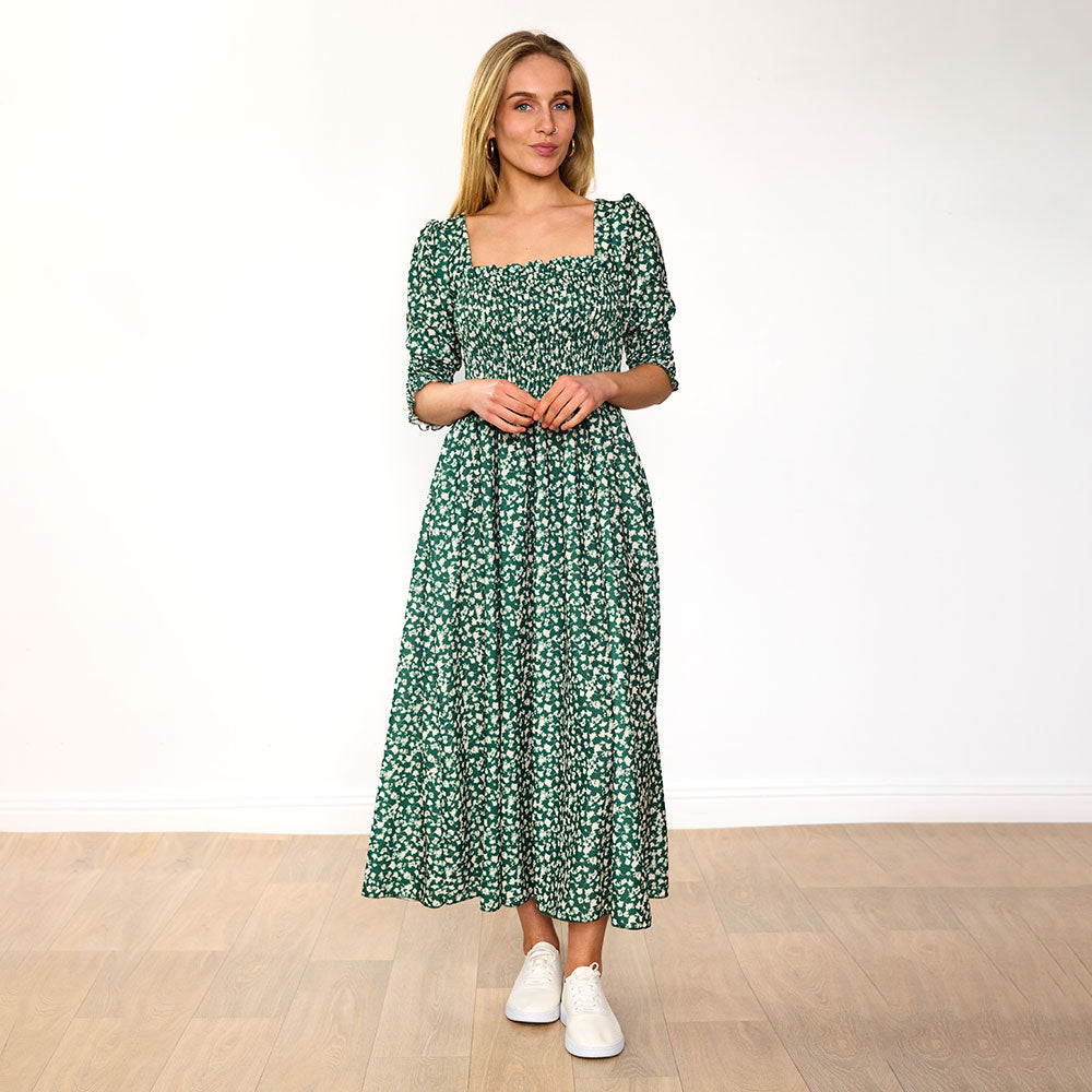 Pixie Dress (Floral Green)