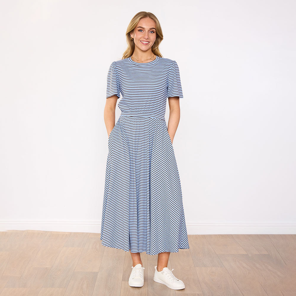 Eilish Dress (Blue/Brown)