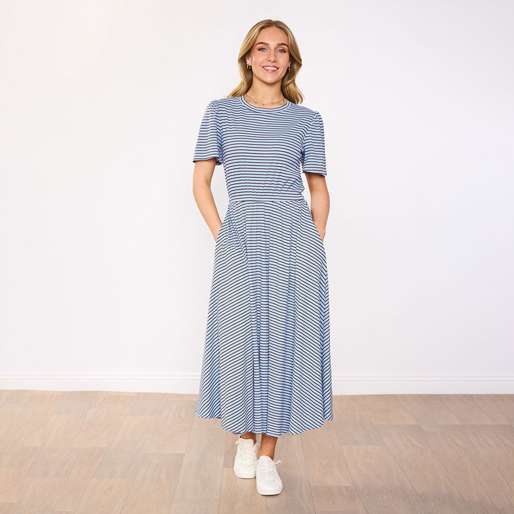 Eilish Dress (Blue/Brown)