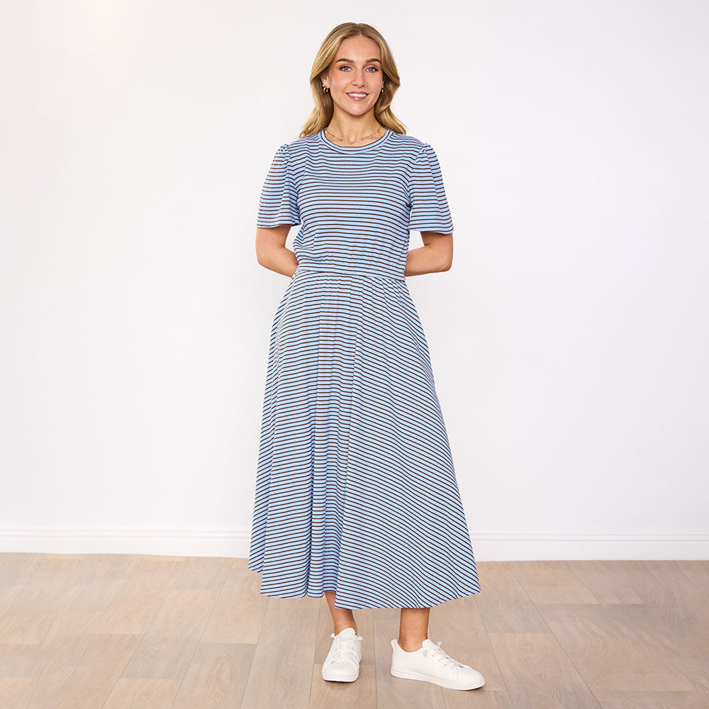 Eilish Dress (Blue/Brown)