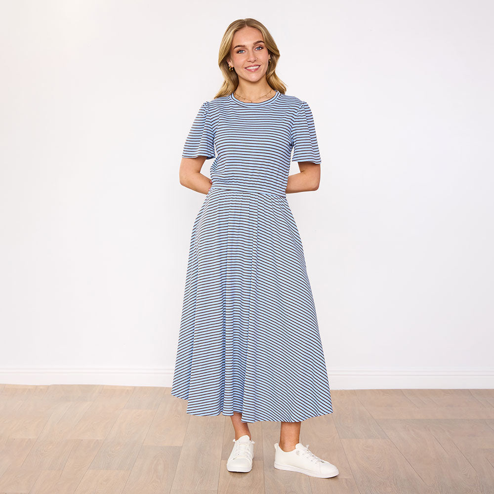 Eilish Dress (Blue/Brown)