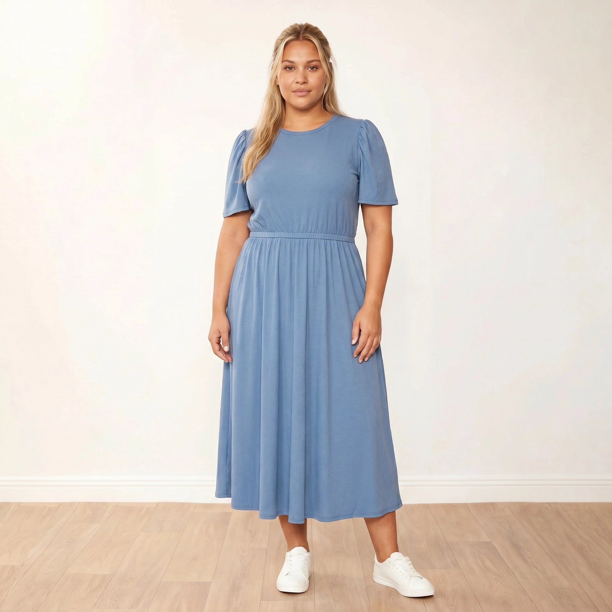 Eilish Dress Blue - plus size front neutral