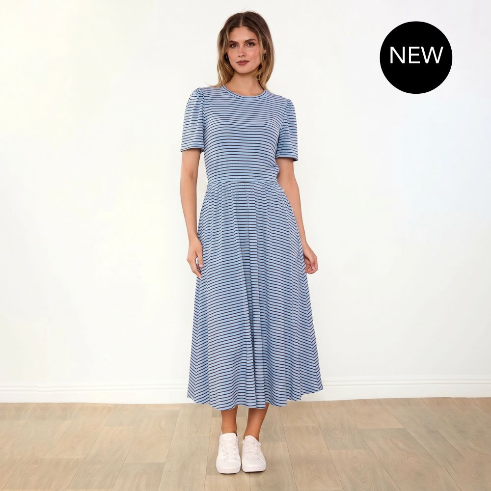 Eilish Dress (Blue/Brown)