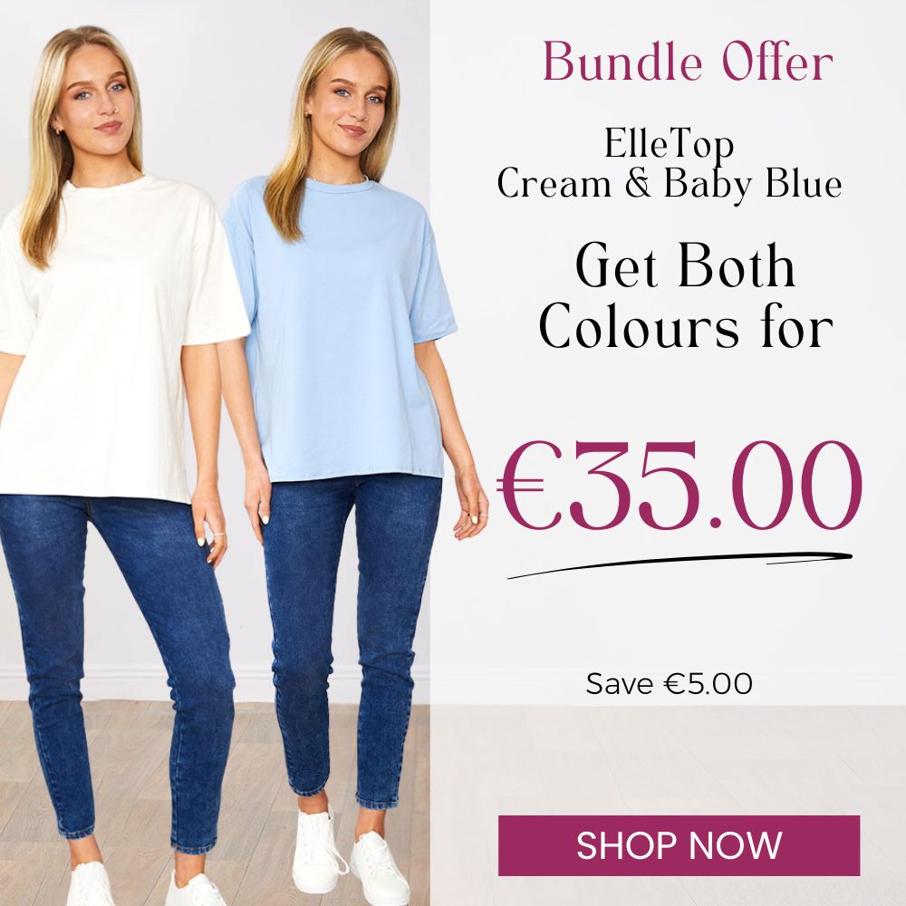 Elle Top Cream & Baby Blue (2 for €35)