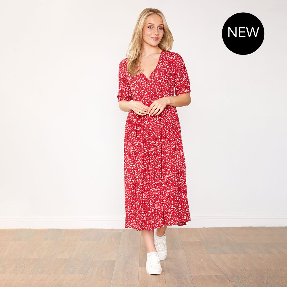 Mia Dress (Red Floral)