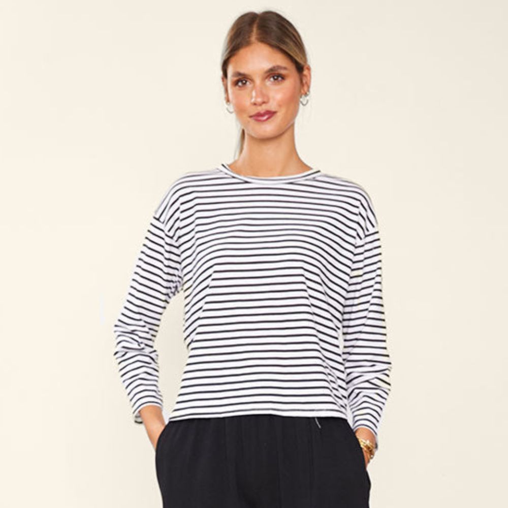 Ashley Dungaree (Black) & Betsy Top (Black stripe) for €53