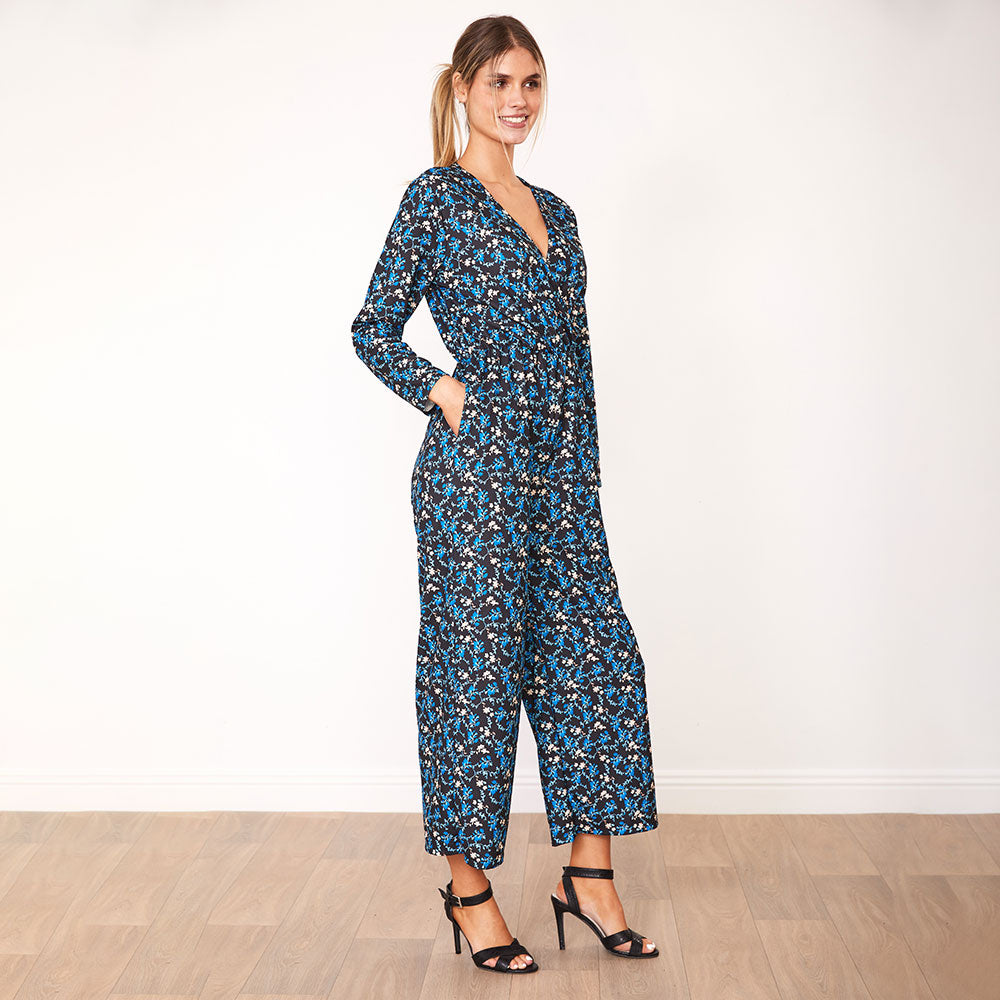 Farrah Jumpsuit (Leopard & Blue Floral)