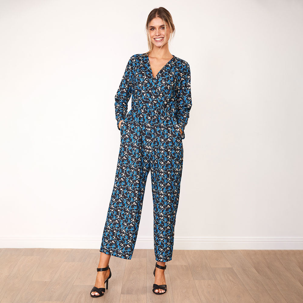 Farrah Jumpsuit (Leopard & Blue Floral)