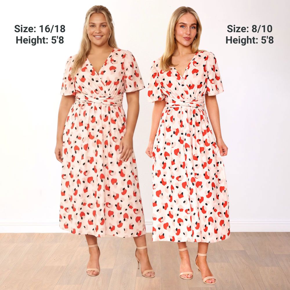 Teagan Dress in peach abstract print – women's dress – view 3