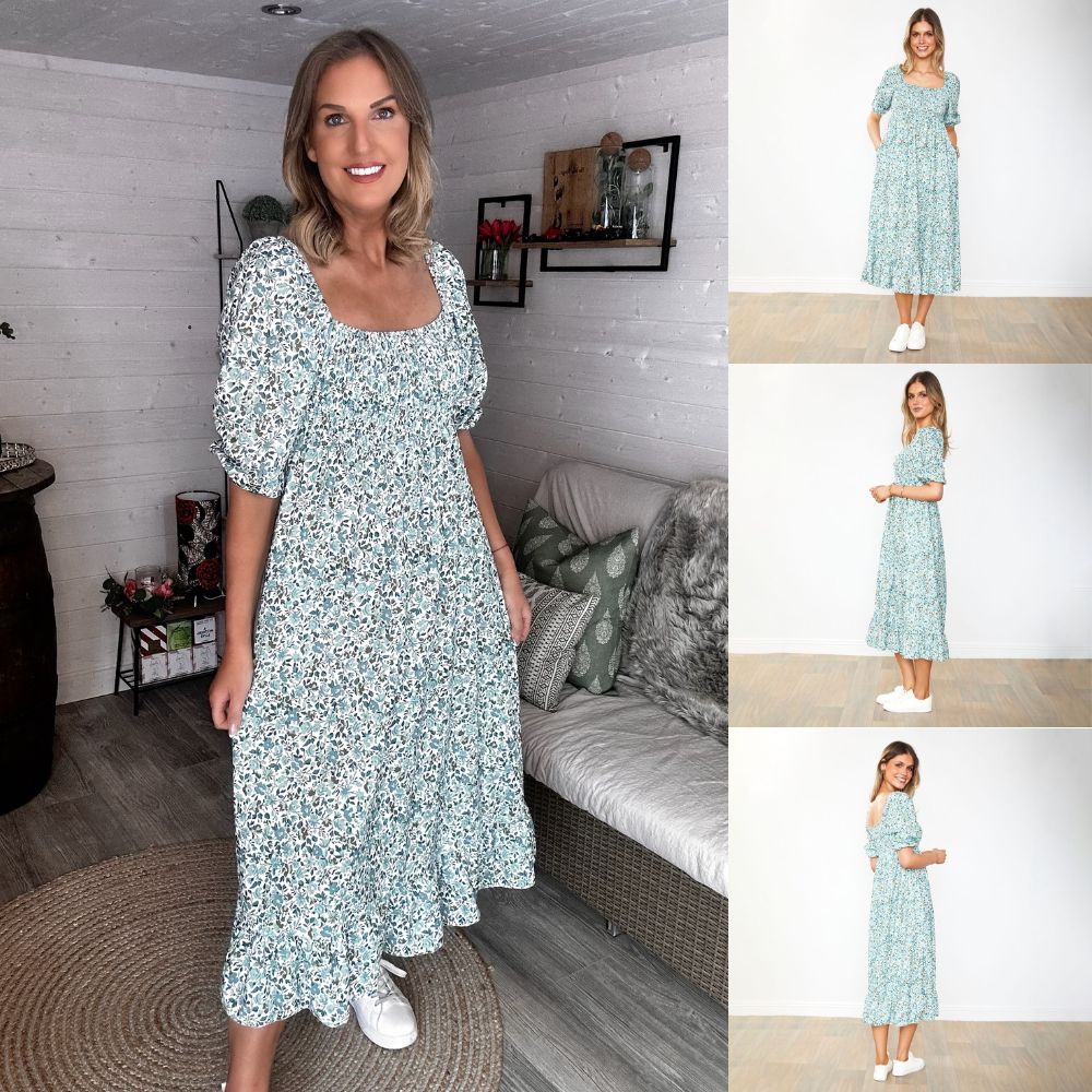 Vella Dress (Green Floral)