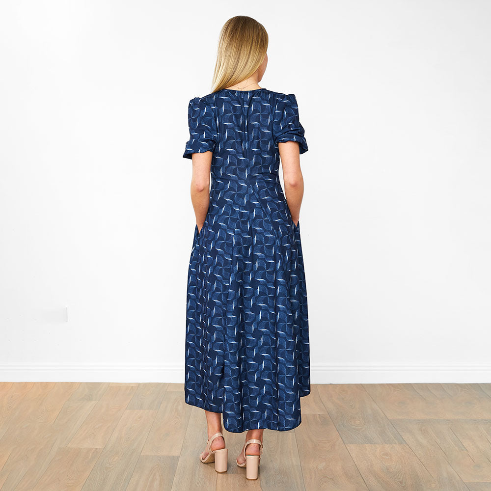 Flora Dress (Navy Abstract)
