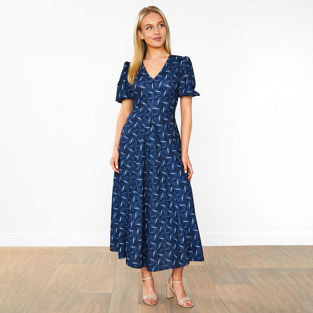Flora Dress (Navy Abstract)