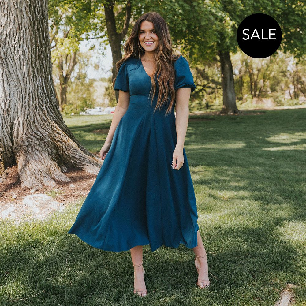 Flora Dress (Peacock Blue)