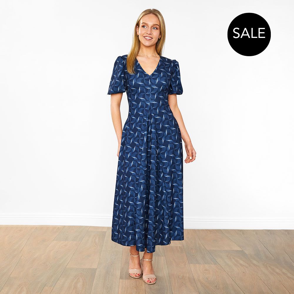 Flora Dress (Navy Abstract)