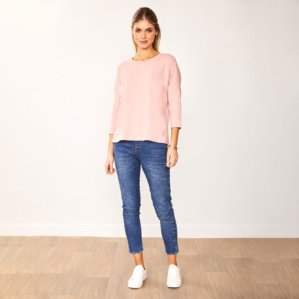 Jasmine Crew Neck Top (Light Pink)