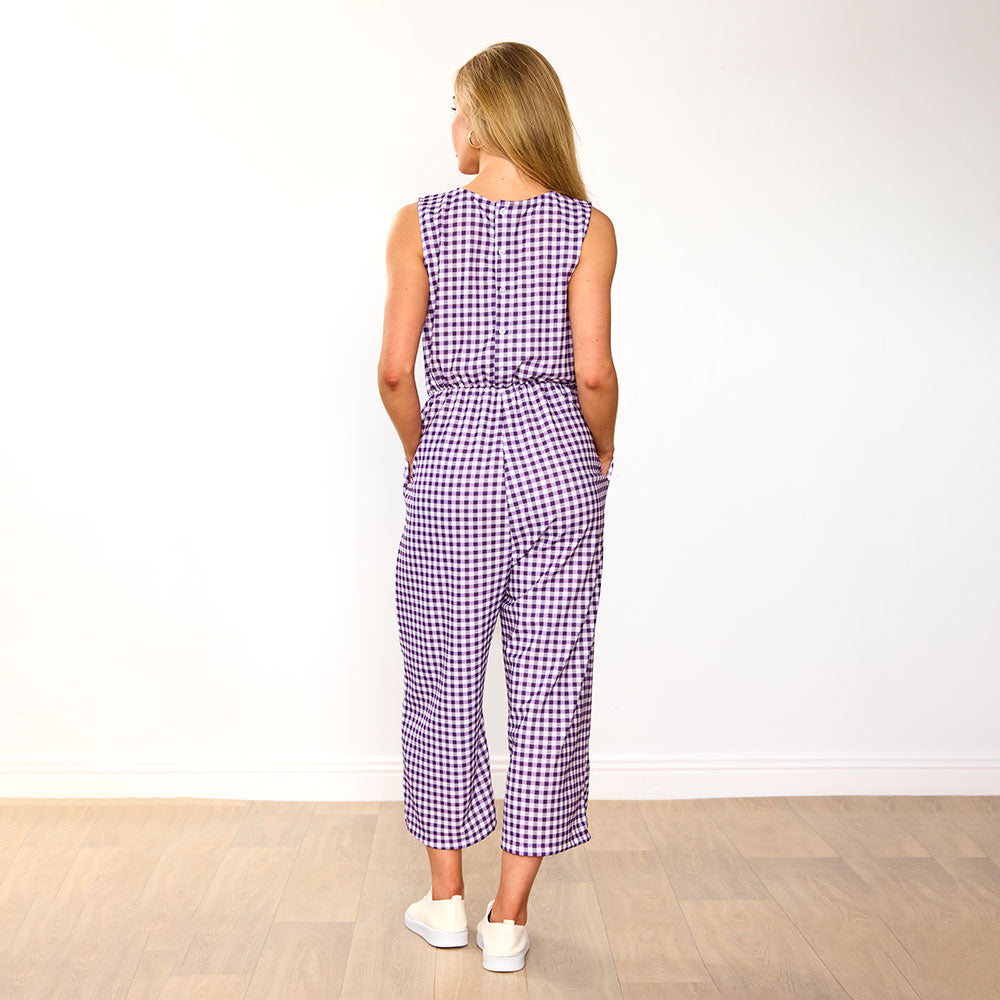 Lottie Jumpsuit (Purple Checkered)