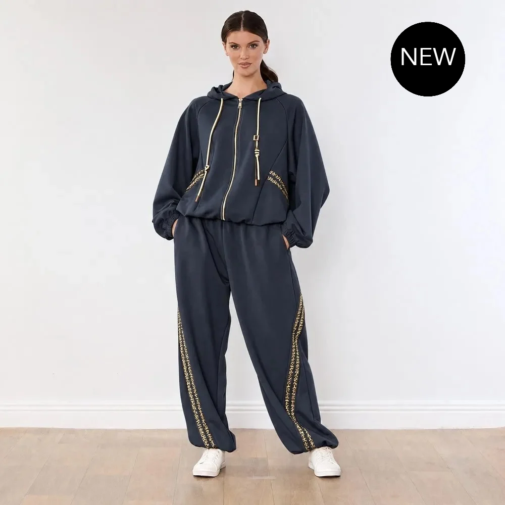 Kaelin Leopard Stripe Co-ord (Navy)