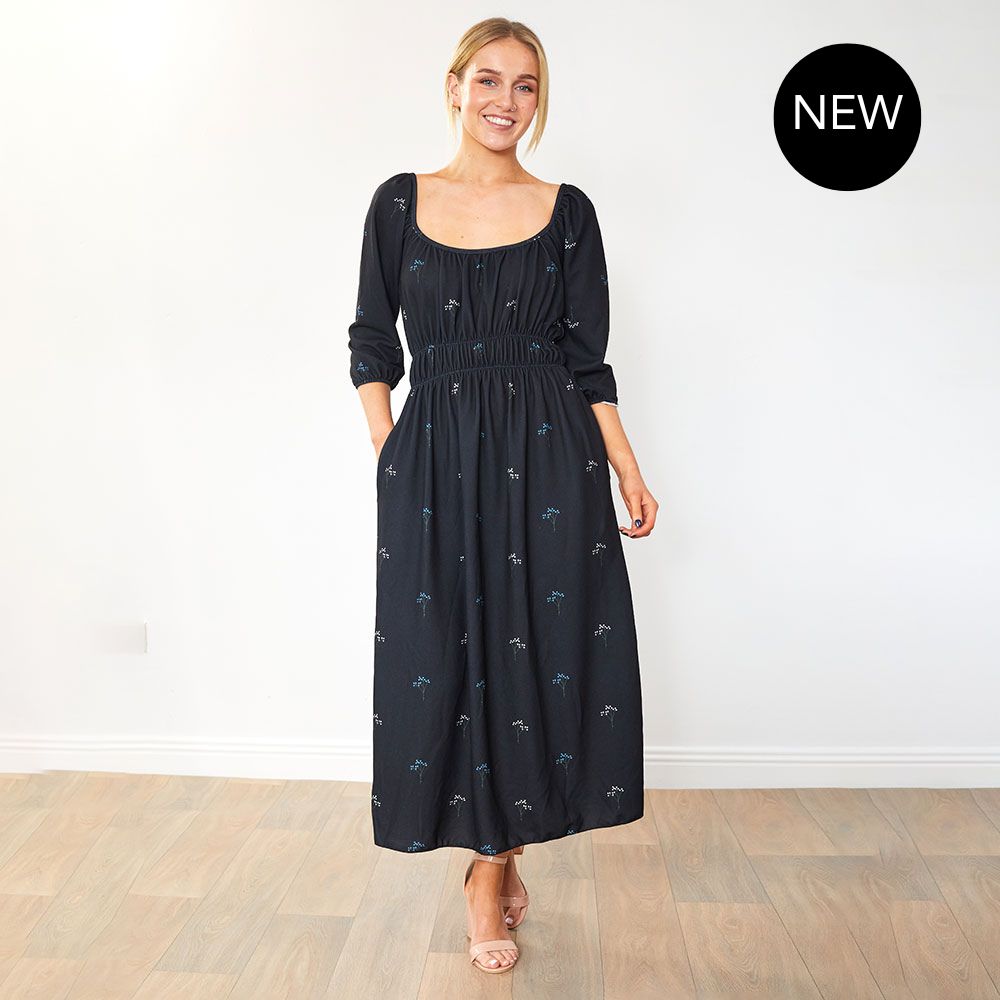 Lara Dress (Black Floral)